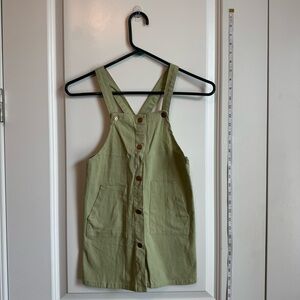 Green Button-Front Overall Jumper Dress BCBG Girls. Size 6. EUC
